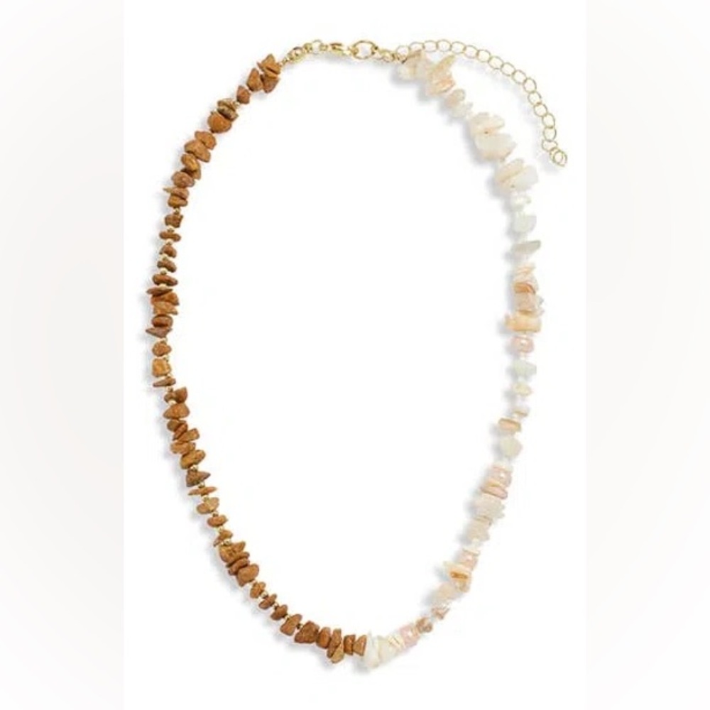 Stephan & CO Two-tone Shell Chip Necklace In Brown Multi